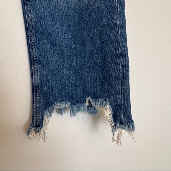 We The Free People Maggie Mid Rise Straight Leg Chewed Hem Jeans Size 30 - Picture 5 of 12